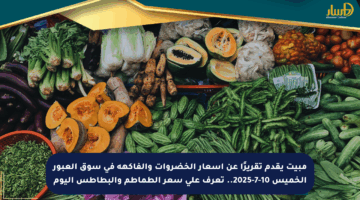 مبيت يقدم تقريرًا عن أسعار الخضروات والفاكهة في سوق العبور الخميس 10-7-2025.. تعرف على سعر الطماطم والبطاطس اليوم